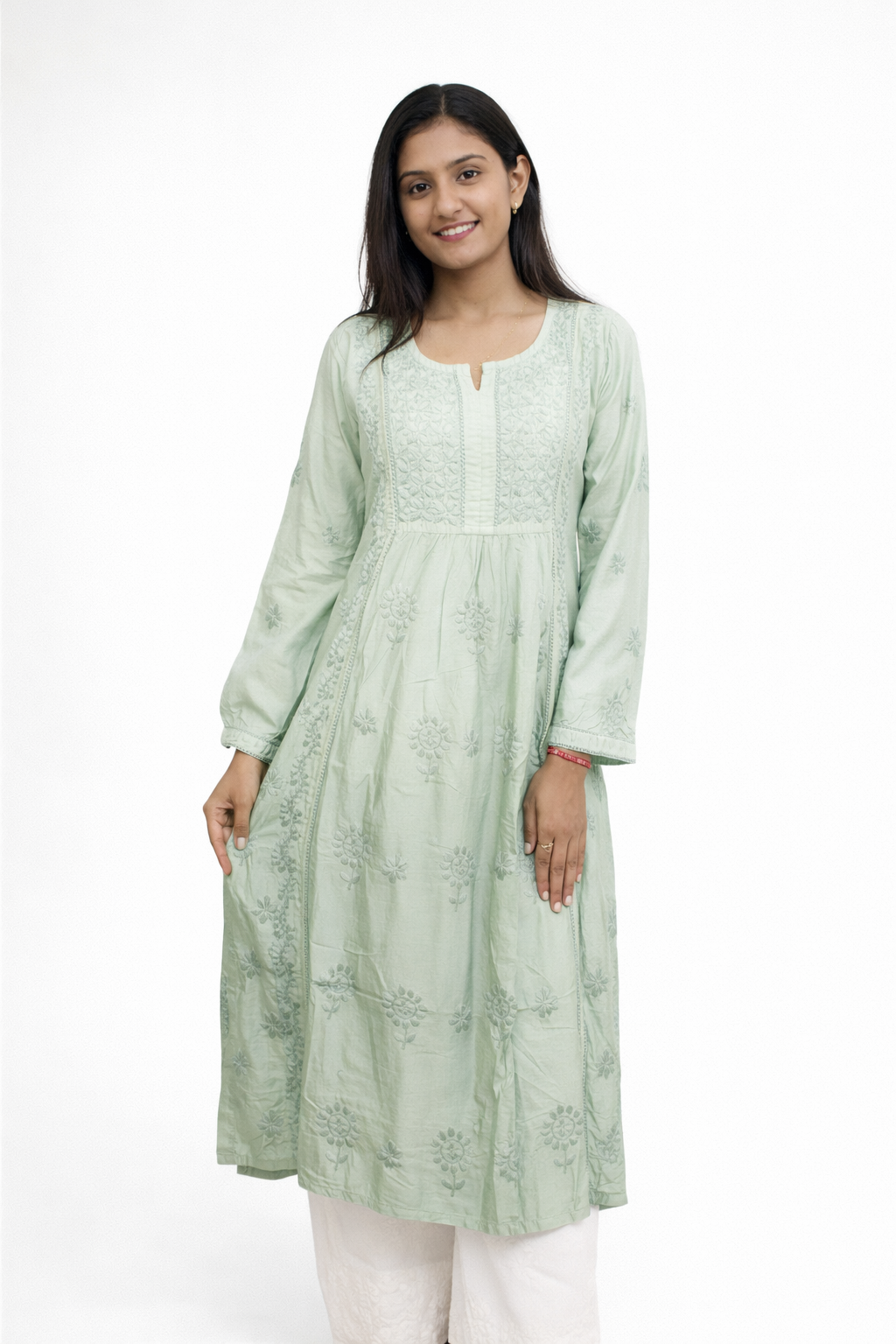 Pure chanderi silk nayra cut kurti