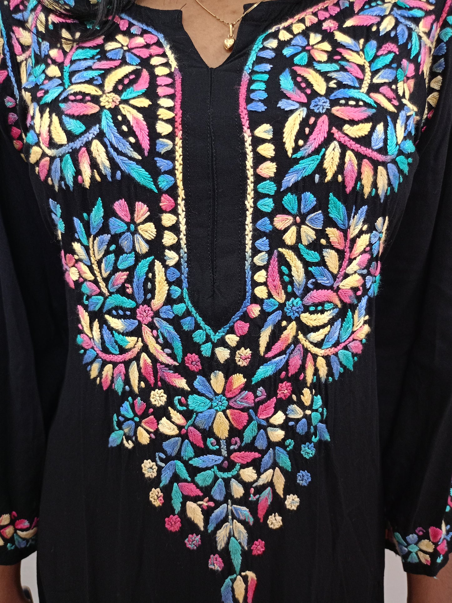 multi color black long kurti