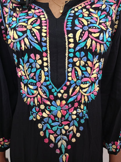 multi color black long kurti