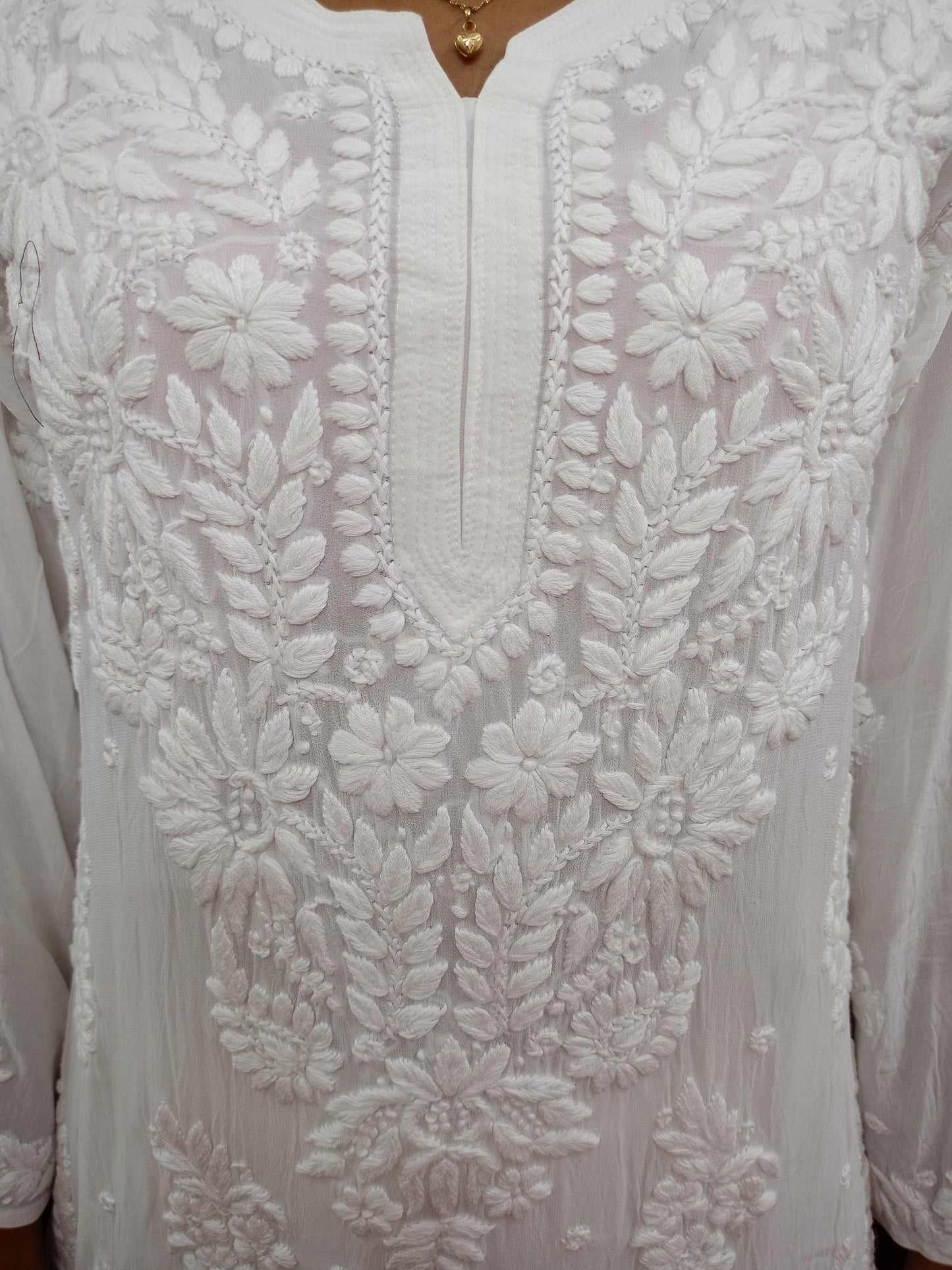 pure viscose fabric white colour long kurti