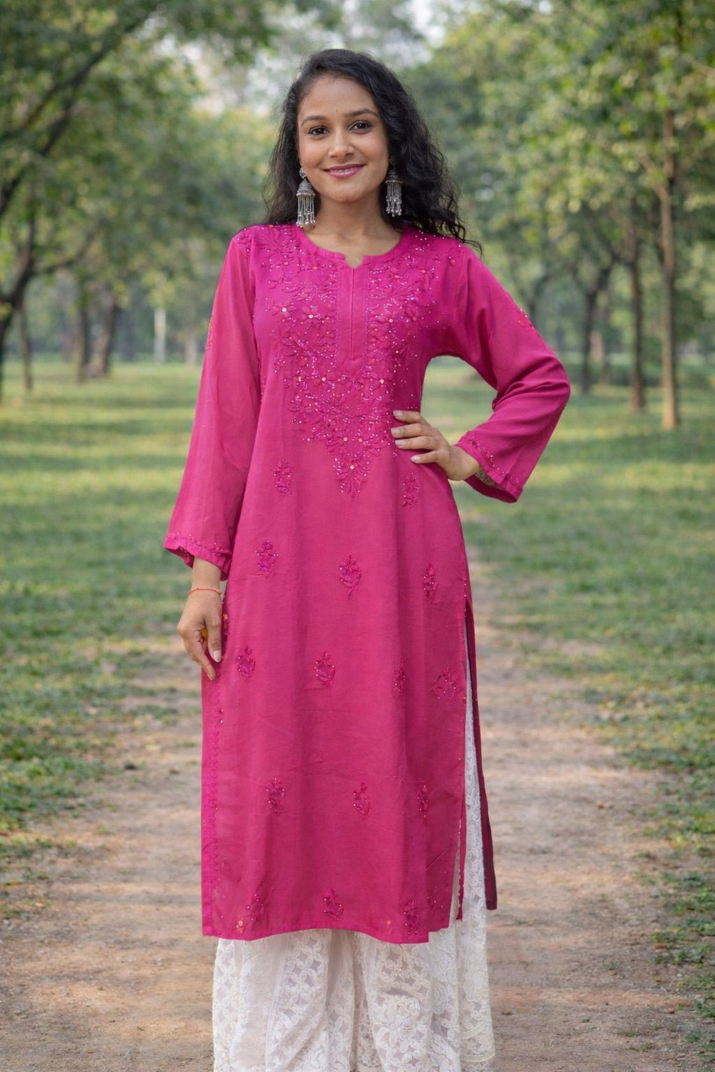 Rayon material mukesh work long kurti