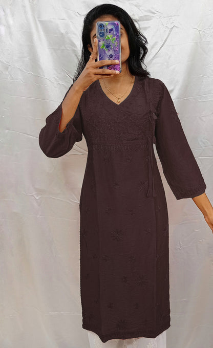 angrakha pattern kurti in chanderi silk material