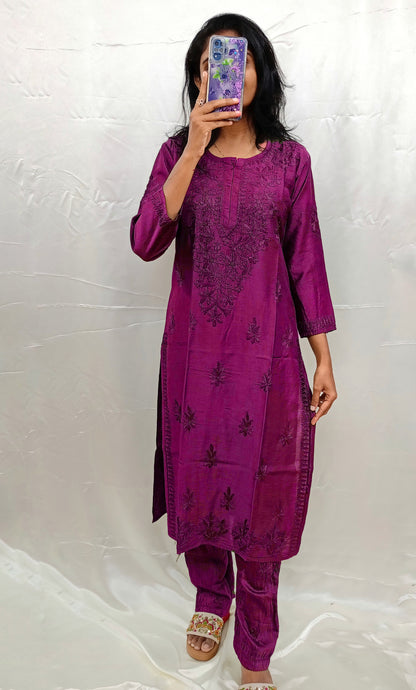 Pure chanderi silk material two piece pair