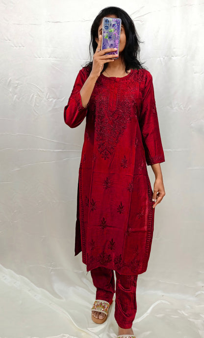 Pure chanderi silk material two piece pair