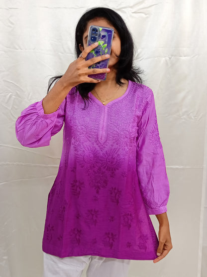 Shaded Chanderi silk material short kurti