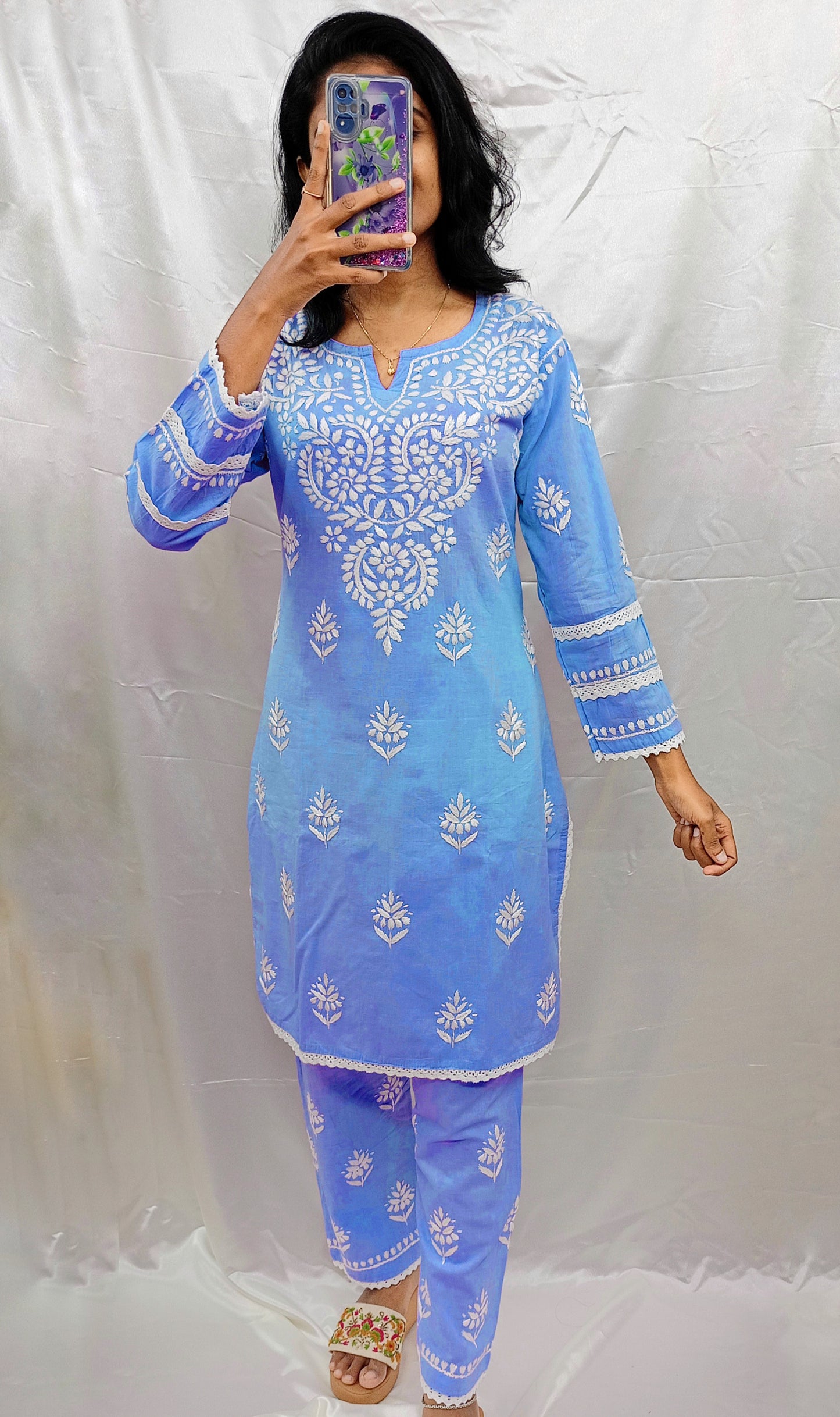 co-ord set in mul cotton