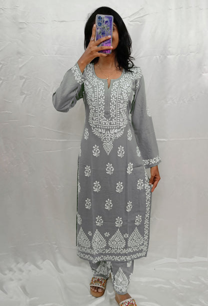 Modal Cotton White Work Pair In 3D Work