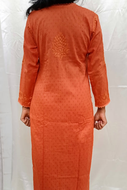 Angrakha Pattern Kurti In Mul Dobby Cotton Material