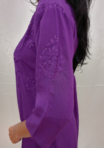 Rayon material mukesh work long kurti