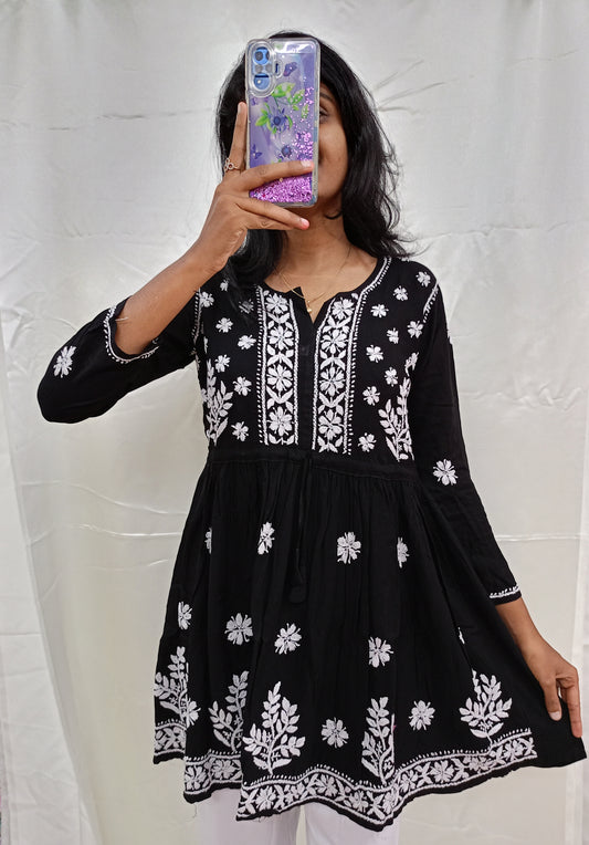 Peplum short kurti in black colour