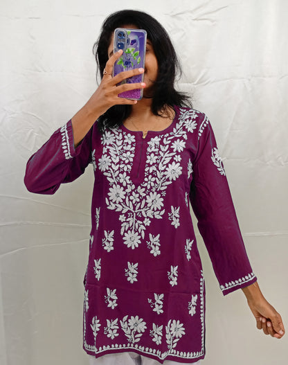 White work Short Kurti In Modal Material