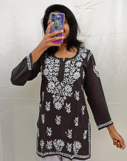 White work Short Kurti In Modal Material