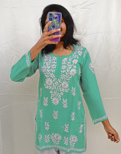 White work Short Kurti In Modal Material