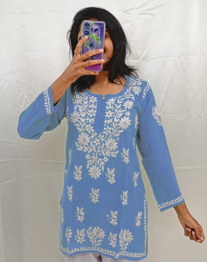 White work Short Kurti In Modal Material