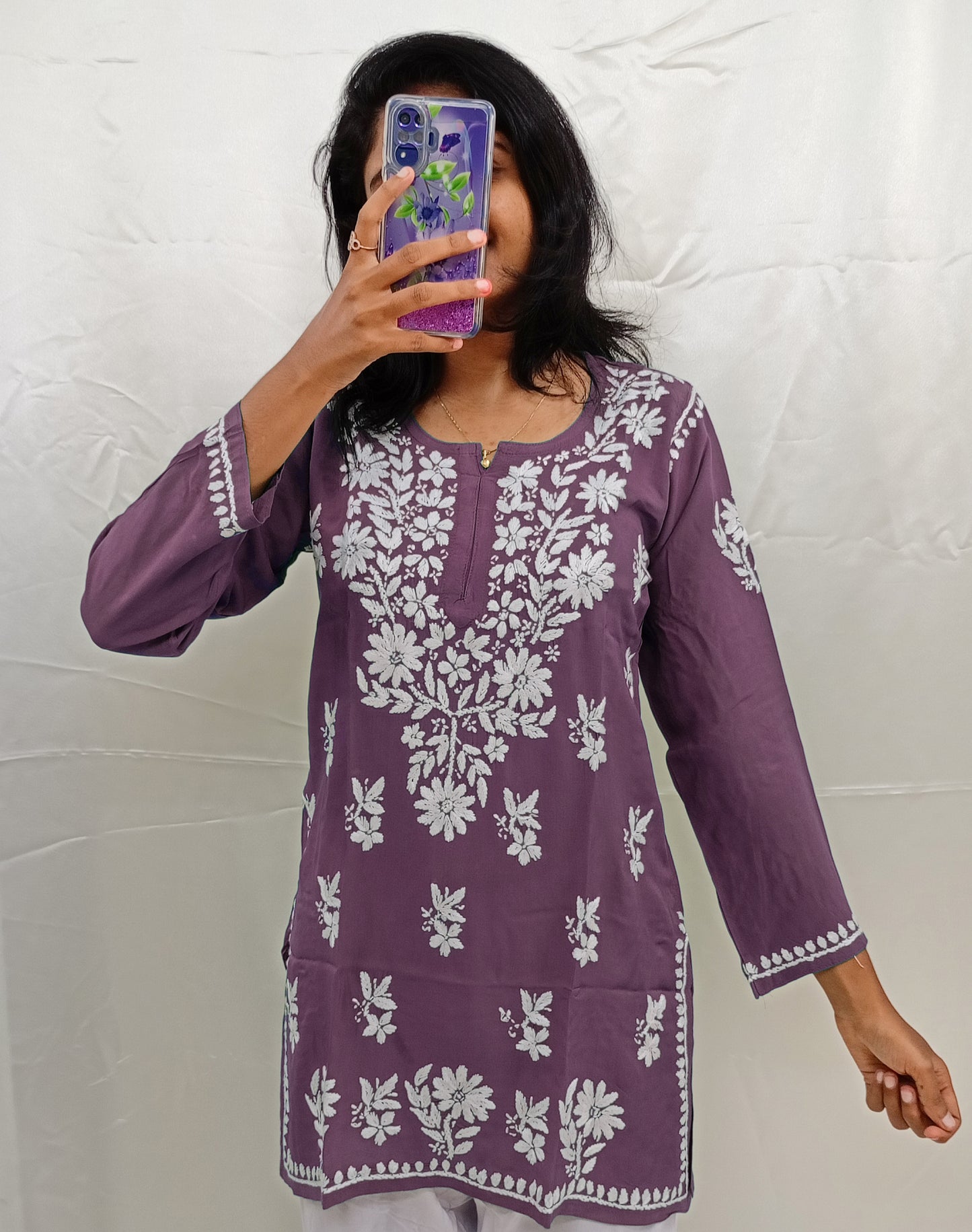 White work Short Kurti In Modal Material