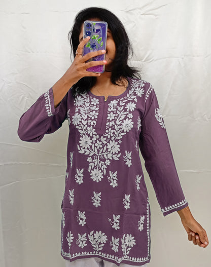 White work Short Kurti In Modal Material