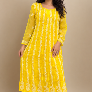 Georgette long Anarkali kurta with-liner