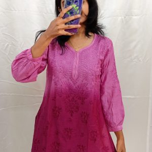 Shaded Chanderi silk material short kurti